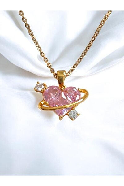 Mansura Pink Heart Stainless Steel Necklace Gift