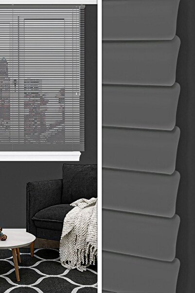 Noveva Home Venüs 04 Koyu Gri Jaluzi Perde Premium Kalite Alüminyum 25 mm Jal...
