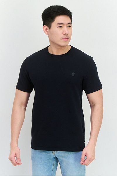 French Connection Men Crew Neck Short Sleeves Brand Logo T-shirt, Dark Navy
