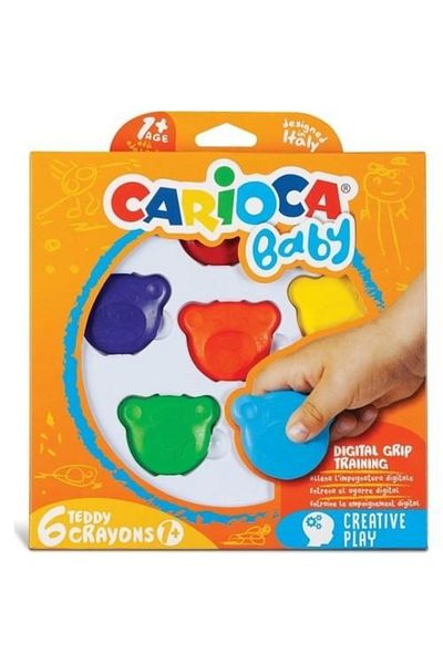 CARIOCA Teddy Shaped Non-polluting Crayons Pack of 6