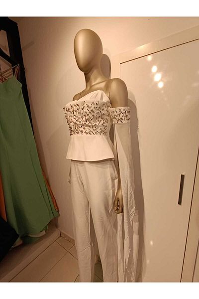 Robes Βραδινό φόρεμα σιφόν στράπλες ντραπέ