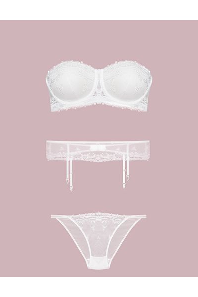 Loule Women's Ecru Padded Garter Suit L.N0.U11.Rt.01.B.R1.A14