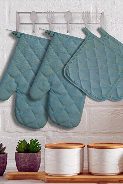 Home Oven Gloves and Pot Holders Set - 2 Gloves - 2 Pot Holders) - Fireproof and Heat Resistant