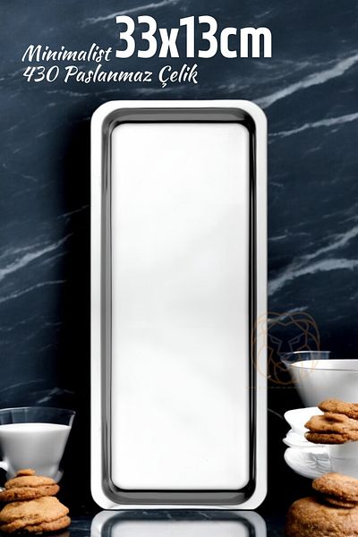 Transformacion 33X13 cm 430 Stainless Steel Tea Coffee Presentation Tray - 721357