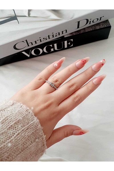 bijoux uniques Waterway Zircon Cubic Zirconia Letter m Adjustable Silver Ring