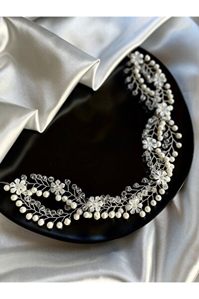 MODA Λευκό κρυστάλλινο λουλούδι με χάντρες νυφικό στέμμα κεφαλόδεσμο Αξεσουάρ...