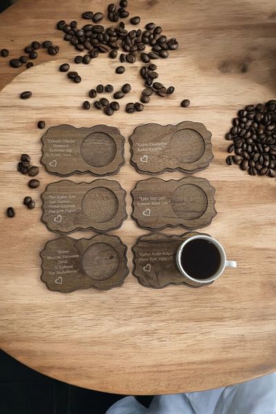 wooden gift design Coffee Presentation Coaster 6 Pieces Modena Mixed Coffee Promise