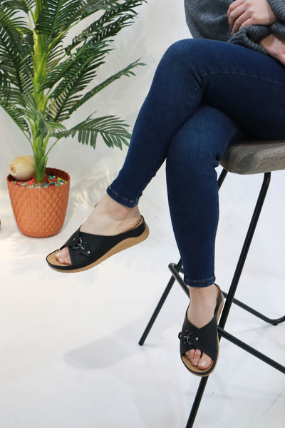 sermoda Черни дамски спортни чехли - Anchor катарама, мека и лека дебела подметка