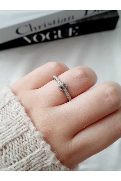 bijoux uniques Waterway Zircon Stone Letter E Adjustable Silver Ring