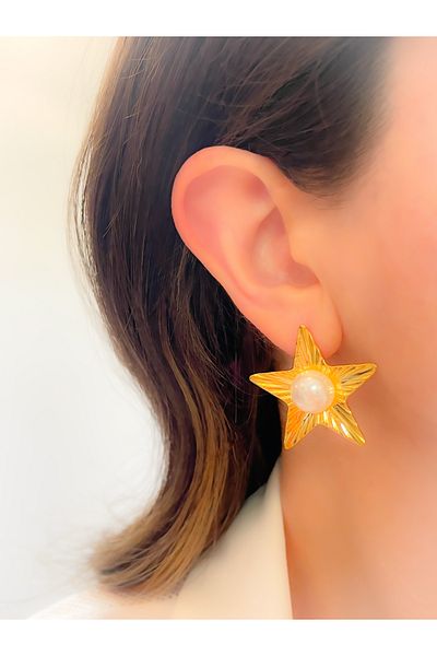 Trinos Star Design Steel Earrings