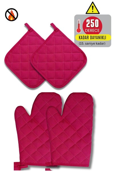 Home Oven Gloves and Pot Holders Set - 2 Gloves - 2 Pot Holders) - Fireproof and Heat Resistant