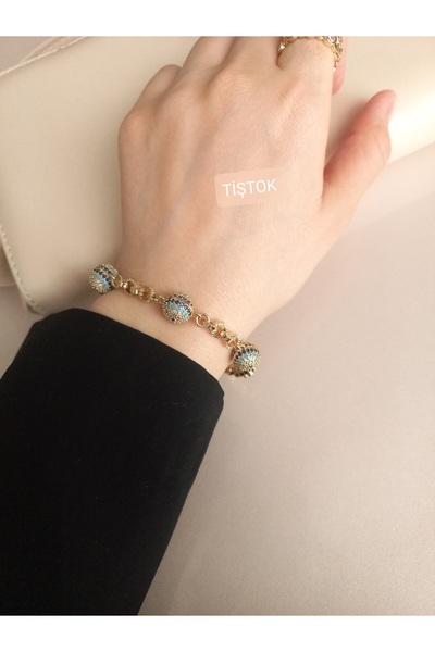 Tişt Accessory Xupıng Kararmaz Çelik Doç Zincirli Göz Nazar Boncuklu Bileklik