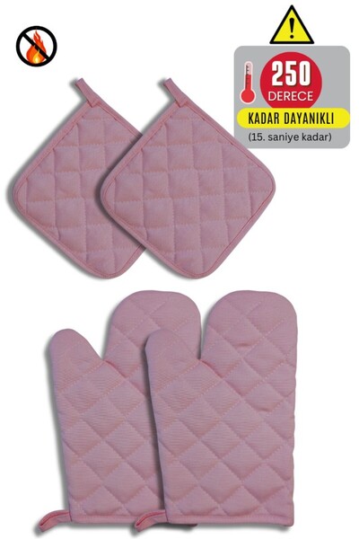 Home طقم قفازات وحاملات الفرن - 2 قفاز - 2 حامل) - مقاوم للحريق ومقاوم للحرارة