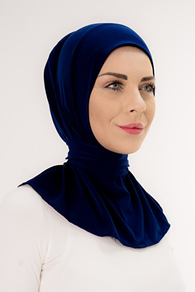 Şalcenneti.com Çıtçıtlı Bağlamalı Tesettür Hazır Pratik Şal Lacivert/deniz Ve Havuz Için Uygundur