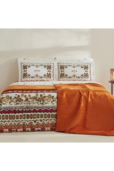 Karaca Home Runa 100% Baumwolle Doppelbett Bettwäsche Set mit Decke