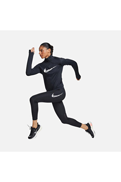 Nike Dri-fit Fast Printed Swoosh Logo Hbr Mid-rise 7/8 Running Kadın Spor Koşu Antrenman Taytı