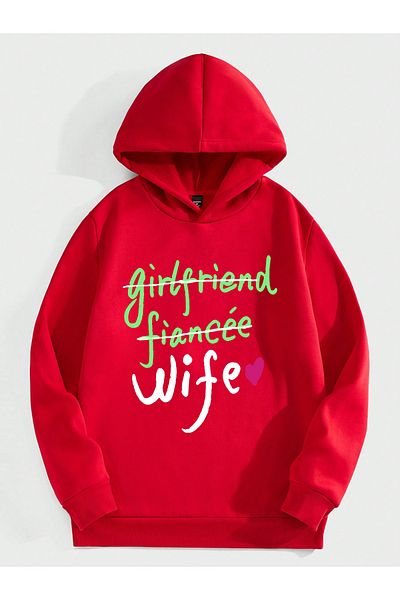 aynewmoda Valentine's Day Couples Printed Hooded Sweatshirt Hoodie - Trend
