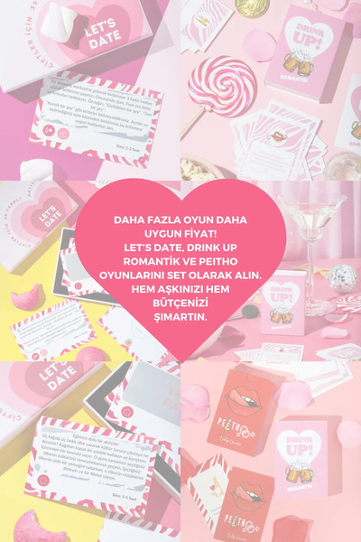 Peitho Sevgiliye Hediye | 3'lü Kart Oyunu Seti | Let's Date | Drink Up Romantik | Peitho | Sevgililer Günü