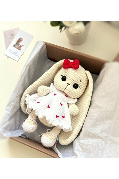 esmanın diyarı Amigurumi  crem tavşan  kalpli tavşan  sevgili