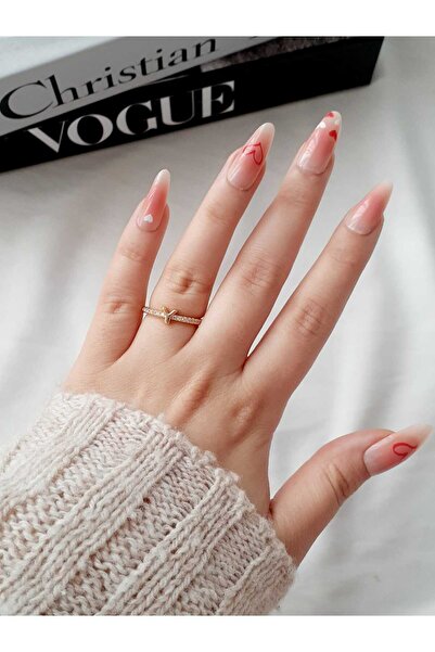 bijoux uniques Su Yolu Zirkon Taşlı Y Harfli Ayarlamalı Gold Yüzük