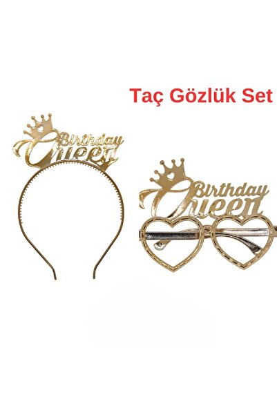 Genel Markalar Gold Brithday Queen Tac Gözlük Seti Brithday Queen Parti Akses...