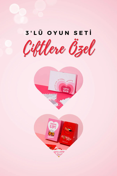 Peitho Sevgiliye Hediye | 3'lü Kart Oyunu Seti | Let's Date | Drink Up Romant...