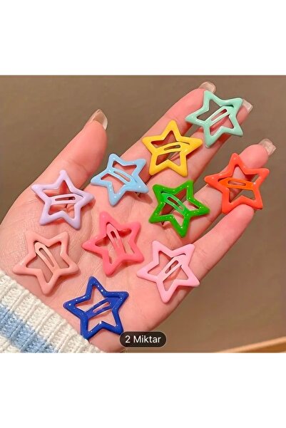 Nilperi takı 6 lı renkli çıt çıtlı yıldız toka