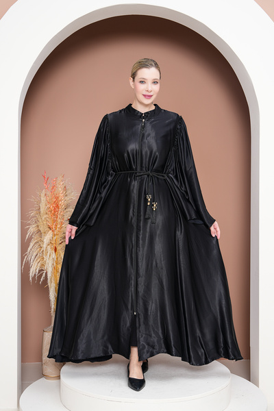 GigiTex Чорний атлас - Стандартний розмір з застібкою і збірками на плечах Фа...