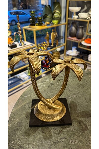 tuan design Gold palmiye şamdan