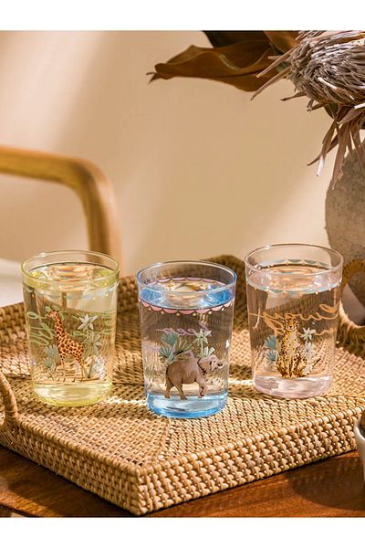 LC Waikiki Lcw Mixed Printed Glass Water Cup Set of 3 510 ml