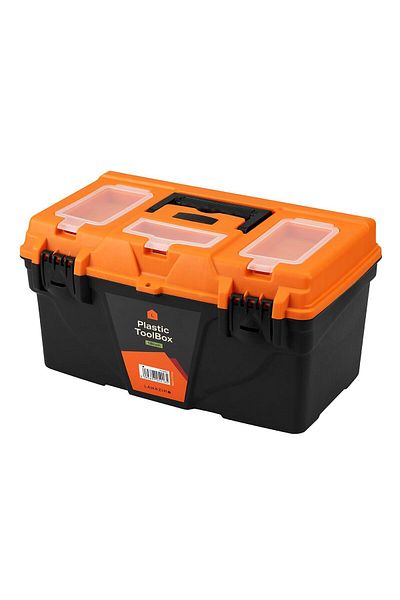 Lawazim Plastic Tool Box Organizer - 18inch  with Secure Latch Closure Utility Storage Toolbox