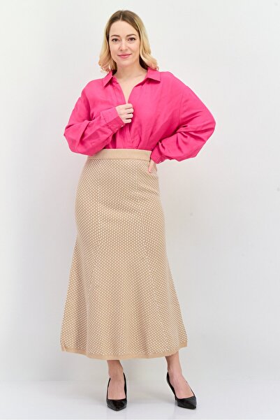 Esprit Women Textured Maxi Skirt, Tan