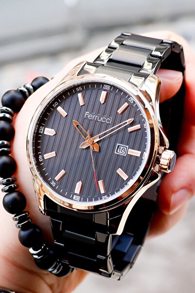 Ferrucci Black Rose Copper Calendar Men's Wristwatch