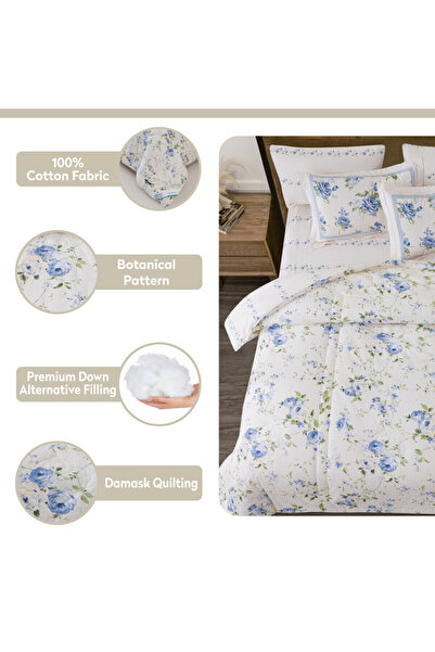 Donetella Cotton Floral Comforter Sets, 4 - Piece Fits 140 X 200 Cms Single Size