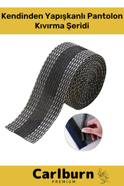 Carlburn Deluxe Polyesterden Bant Dayanıklı Esnek Sıcakta Eriyen Kendinden Yapışkanlı Pantolon Kıvırma Şeridi