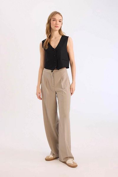 DeFacto High Waist Wide Leg Basic Pants - C6402Ax25Sp