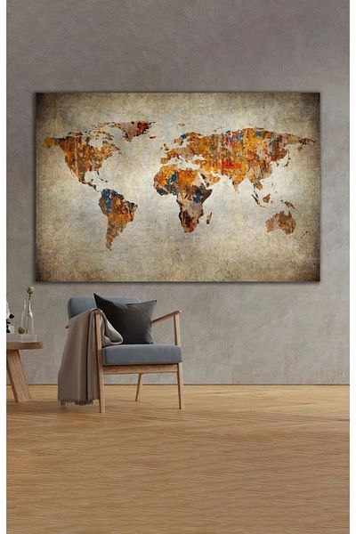 CANVASUM Antique World Map Canvas Painting