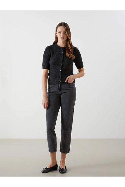 LC Waikiki Lcw Vision Gray Crew Neck Women's Knitwear Cardigan