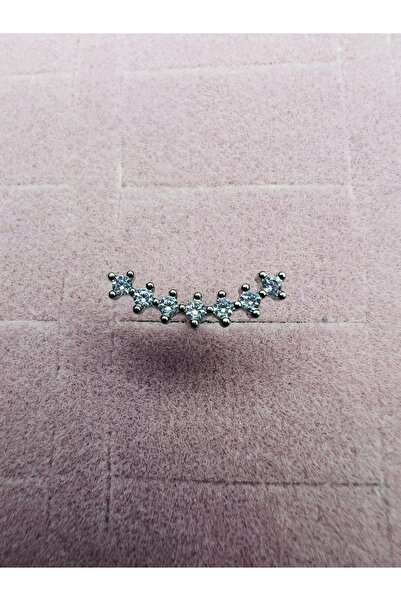 İKLİM BUTİK Cerrahi Çelik Zirkon 7 Taşlı Gümüş Özel Tasarım Tragus Kıkırdak P...