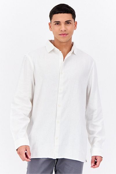 French Connection Men Regular Fit Long Sleeves Plain Casual Shirt, White