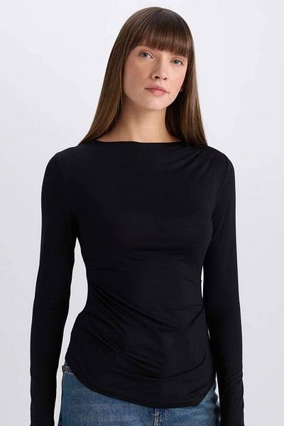 DeFacto Μακρυμάνικο μπλουζάκι με λαιμόκοψη Crew - Soft Touch E5884ax25sp