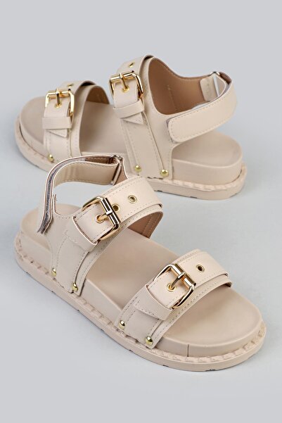 ShoeTek Γυναικεία σανδάλια Tarisa με λουράκια και αγκράφα, δερμάτινα σε μπεζ ...