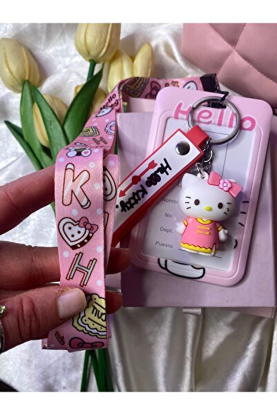SANRIO Hello kitty kartlıklı anahtarlık /hediyelik kartlık+anahtarlık+boyun a...