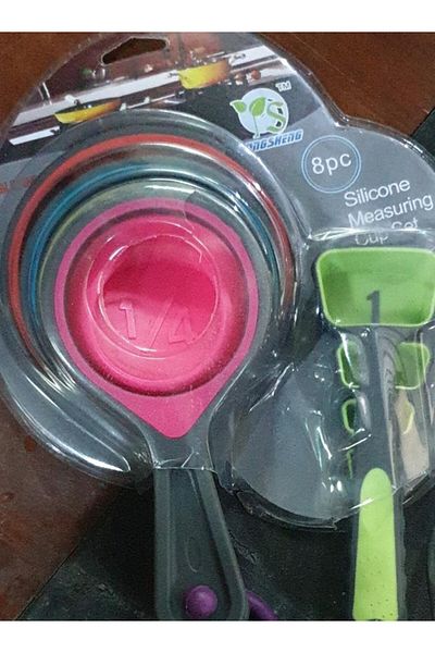 Generic Collapsible Silicone Measuring Cups - Colorful Measuring Spoons Set