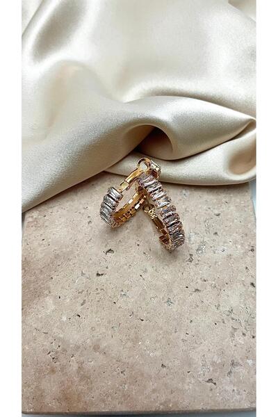 Belle أقراط دائرية من الفولاذ بحجر الزركون