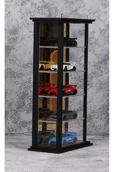 Cat&Cat Diecast Diorama - 1:64 Gold Design Hotwheels Display Stand with 5 Shelves Garage