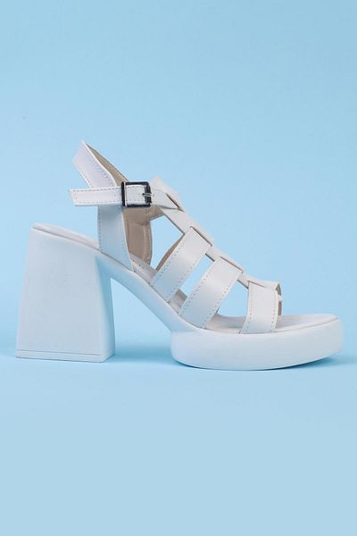 ShoeTek Shimece Women's Sandals Strappy Platform White Leather