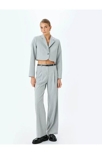 Koton Double Breasted Crop Blazer Jacket