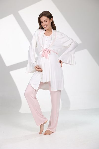 Rimel Homewear Set pijama de maternitate cu mâneci volante din bumbac