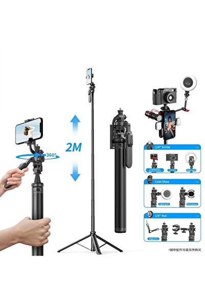 EN SİGA 2m Ultra uzun evrensel  Selfie Çubuğu Tripod telefon kamera için Tutu...